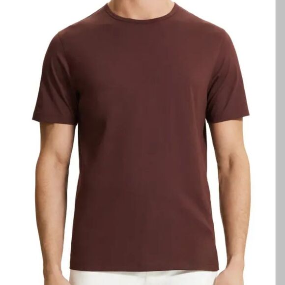 Theory Precise Luxe Cotton T-Shirt- Wine - Picture 1 of 6